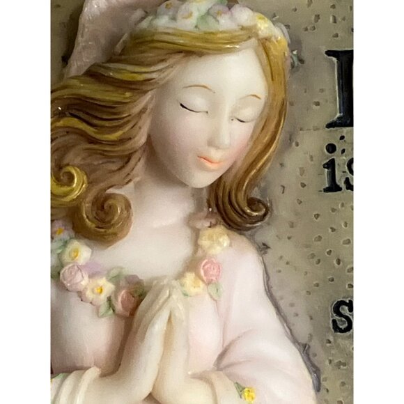 Praying Angel Figurine Psalm 27 Quote On Arched Plaque Inspirational Home Decor - Picture 5 of 12